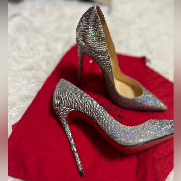 Silver Sparkly Glitter Christian Louboutin Heels - Picture 7 of 8